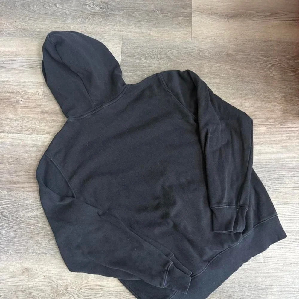 The North Face Mens Black Hoodie White Logo Pullover Sweatshirt Size M